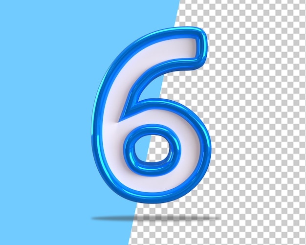 6 numero blu sei testo logo 3d