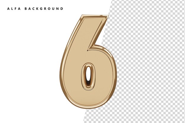 6 Numero d'oro con rendering 3d