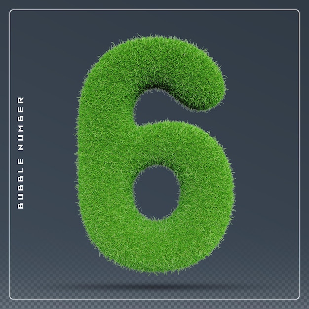 6 número grama verde renderização 3d