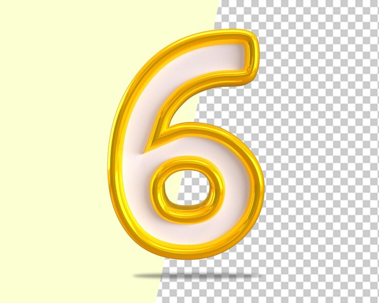 PSD 6 oro lujo seis número 3d logo