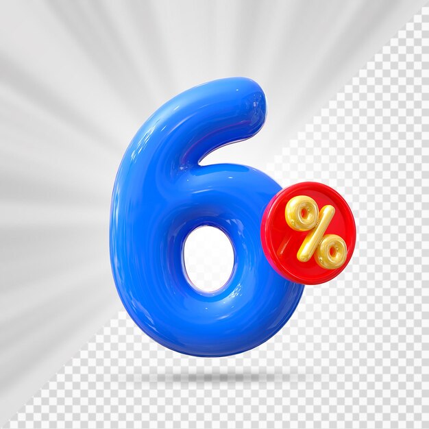 6 Prozent Rabatt auf den blauen Ballon Nummer 3D