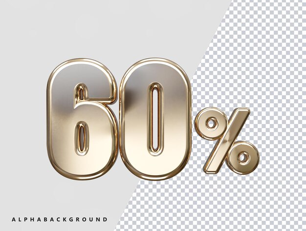 El 60 por ciento de descuento en el efecto de texto vectorial de renderización 3D de oro