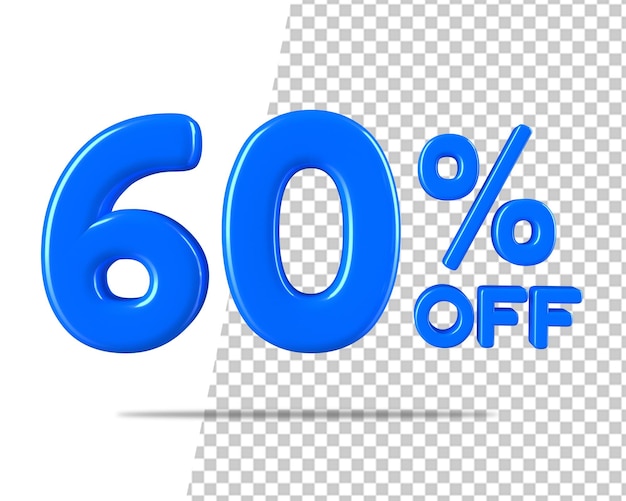 60 por ciento de descuento icono sesenta porcentaje signo 3d render