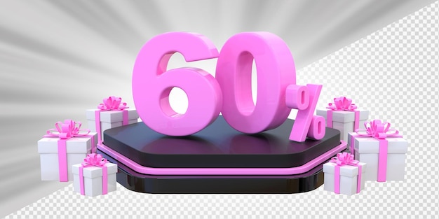 60 por ciento de descuento en el podio rosa para el producto