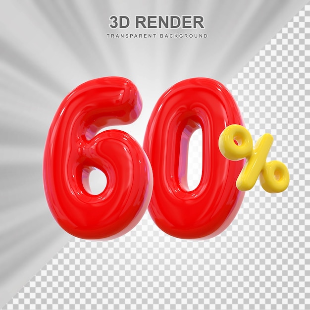 60 por ciento globo rojo 3d