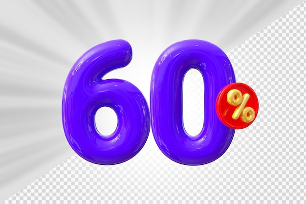 60% de descuento en el globo púrpura número 3D