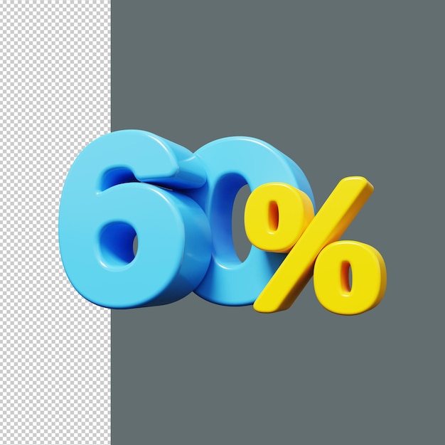 60 OFF Sale Rabattangebot Preisschild Sonderangebot Verkauf 3D Render