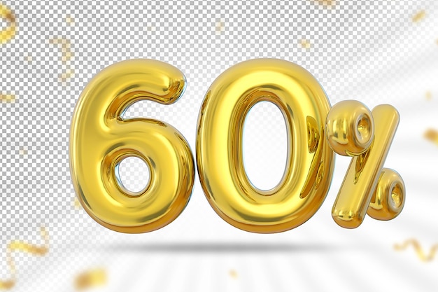 60-prozent-goldballonangebot in 3d