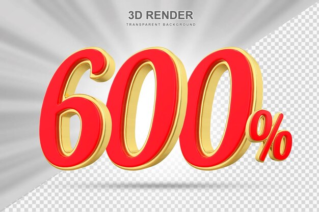 600-prozentiges Rabattangebot 3D-Rotgold-Rendering