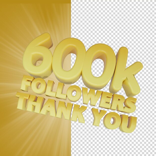 600k Follower 3D-Renderings isoliert