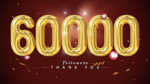 60k followers numéro ballon de luxe en or