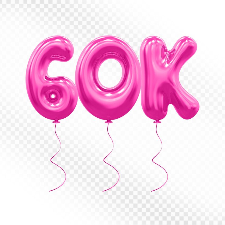 PSD 60k sigue el número de globo rosa gracias por seguir