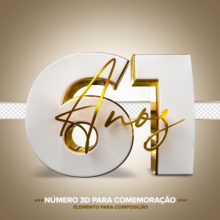 PSD 61 años conmemoración número 3d blanco y oro