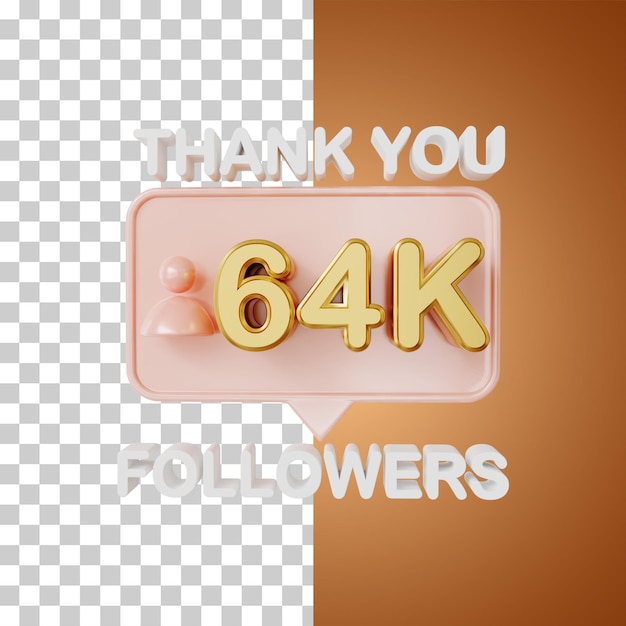 64.000 Follower Gold 3D-Rendering