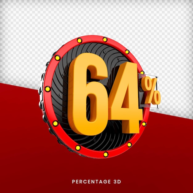 64 Porcentaje 3d render premium psd