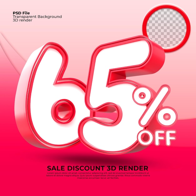 65 Porcentaje Venta 3D Render Color rojo