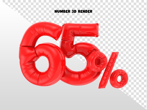 65 pour cent de numéros rouges rendu en 3D