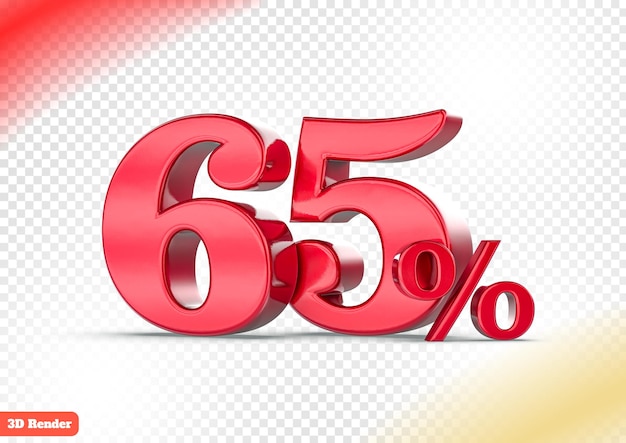 65 Prozent 3D-Rendering-Rabatt auf rotes Metall