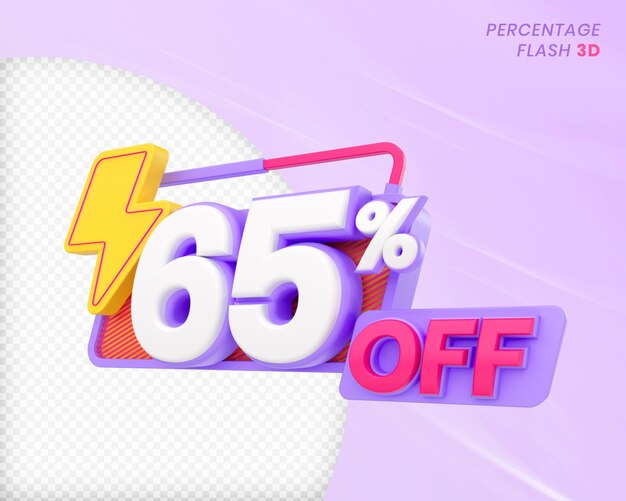 65 Prozent Rabatt mit Flash-Element 3D Render Premium PSD