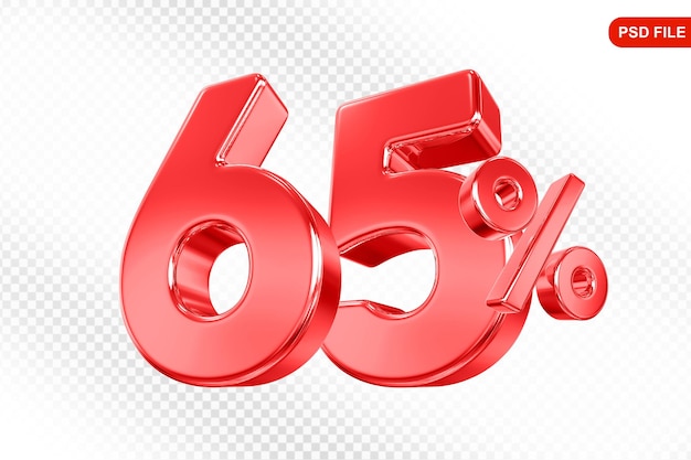 65 Prozent rotes Angebot in 3D