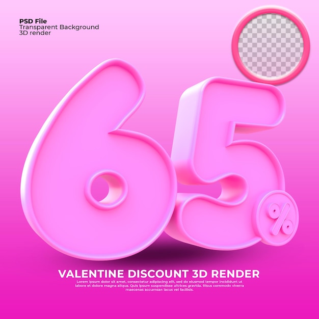 65 prozent valentinstag sale 3d render pink color