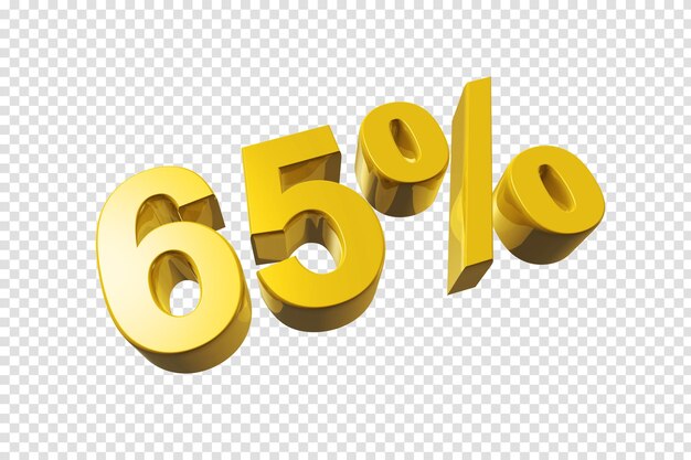65 sconto offerta illustrazione 3D isolata su sfondo trasparente Prezzo promozionale