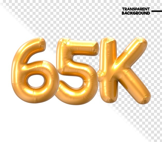 65K Number Gold 3D Render