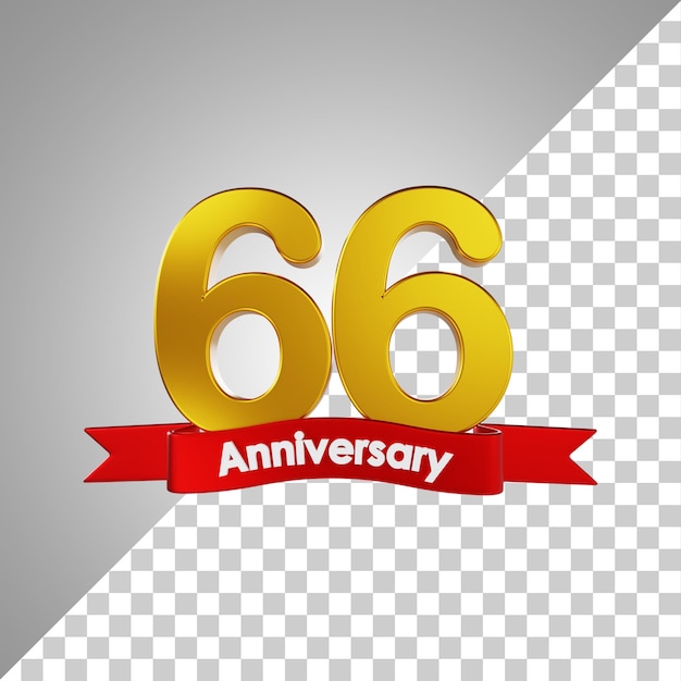 PSD 66 ans joyeux anniversaire numéro 3d rendering