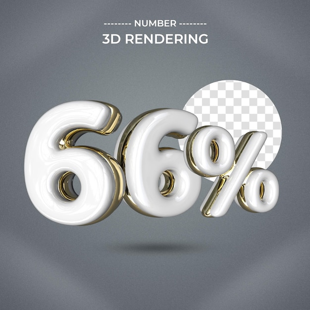 66 por ciento Estilo de texto Representación 3d fondo transparente