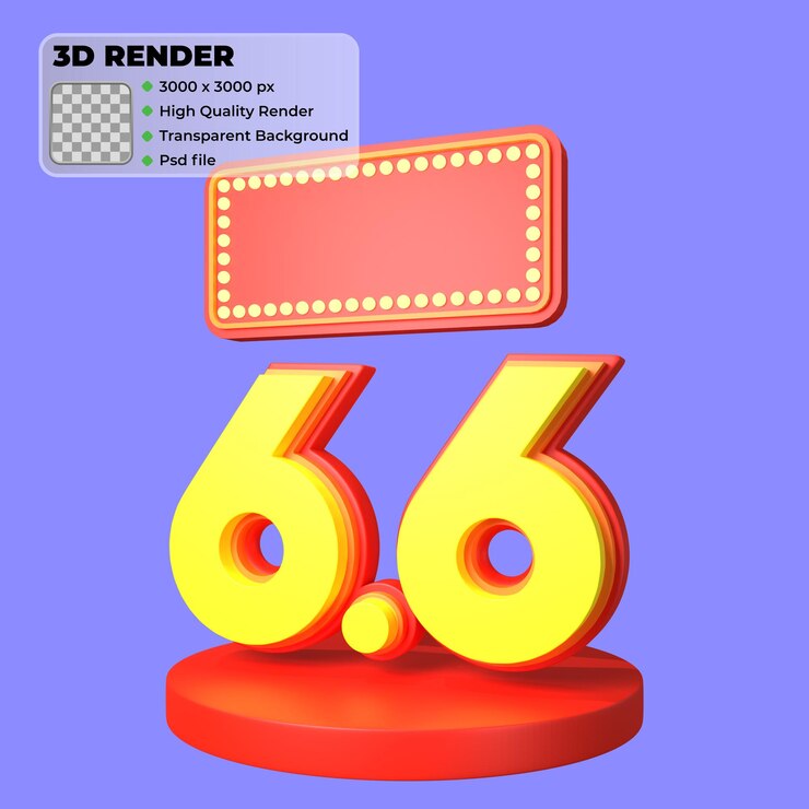 PSD 66 mega venta descuento icono flash venta 3d render