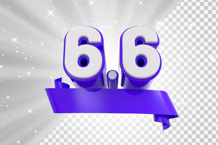 PSD 66 promoción con números 3d y cinta púrpura