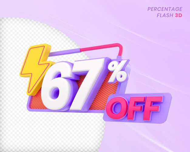 67 por ciento de descuento con elemento flash 3D Render Premium PSD