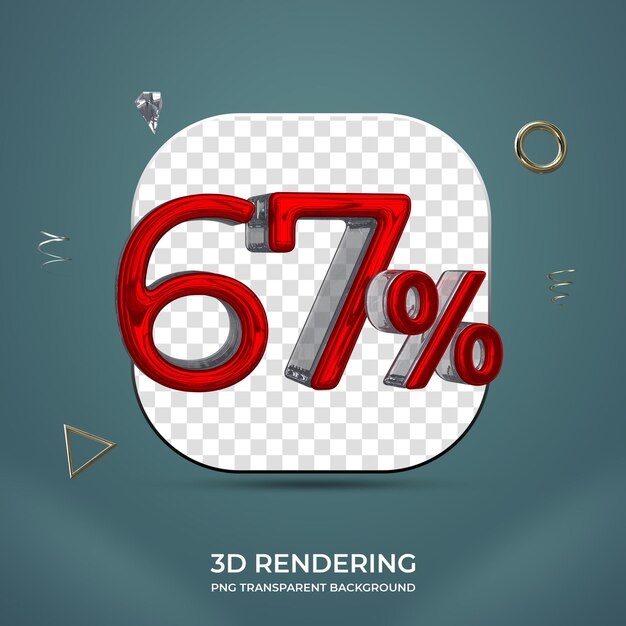 67 por ciento número 3d fondo transparente