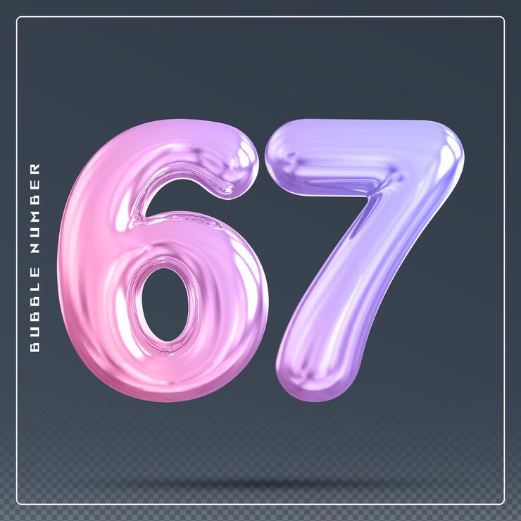 PSD 67 gradiente de burbuja de número 3d render