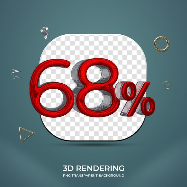 68 por ciento número 3d fondo transparente