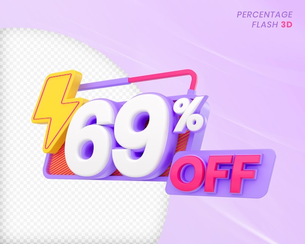 69% de réduction avec l'élément flash Rendu 3D PSD Premium