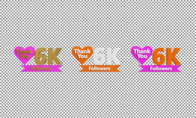 6K Follower Banner 3D-Design Danke für 1K Follower 3D-Rendering