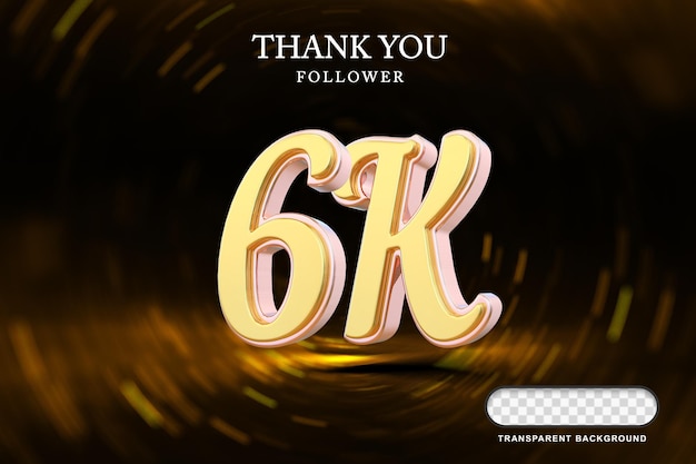 6K Seguidor Número de Oro 3D