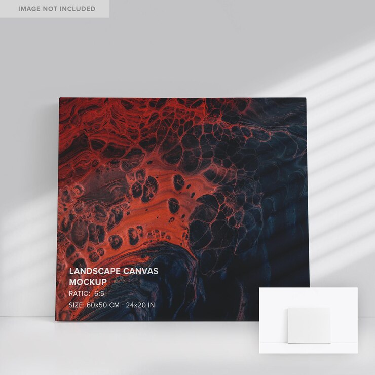 6x5 Mockup di tela con paesaggio inclinato sul davanti
