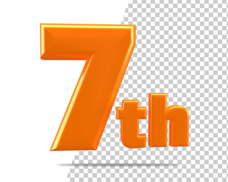 PSD 7 aniversario siete número texto 3d render