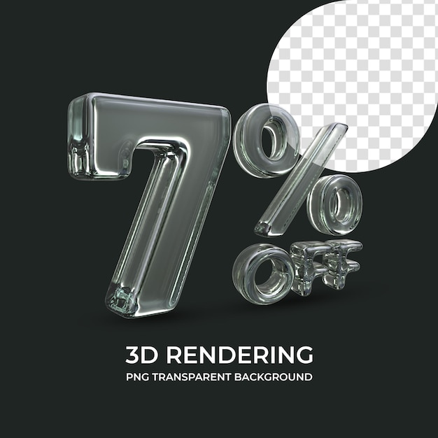 7 por ciento de descuento en renderizado 3d fondo transparente aislado
