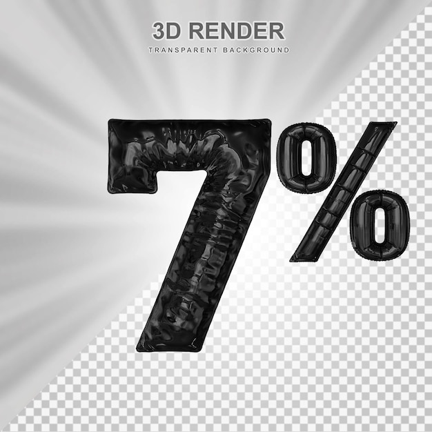 7 por ciento de oferta en 3D de renderización de globos de viernes negro
