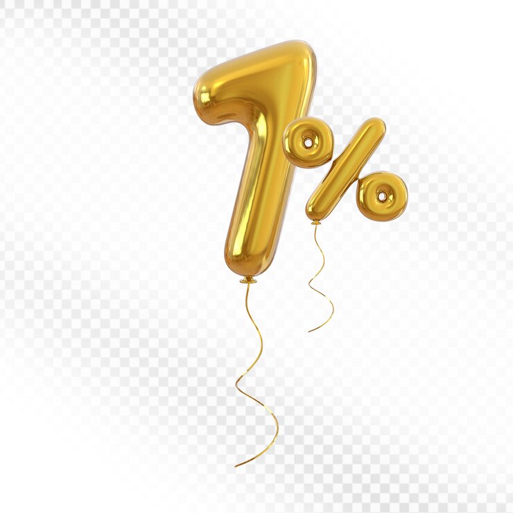 PSD 7 por ciento de oferta de globo de oro en 3d