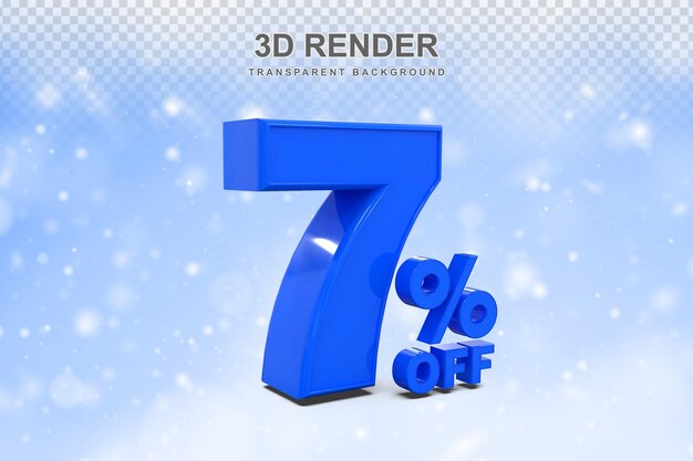 PSD 7 por ciento de venta promocional en 3d