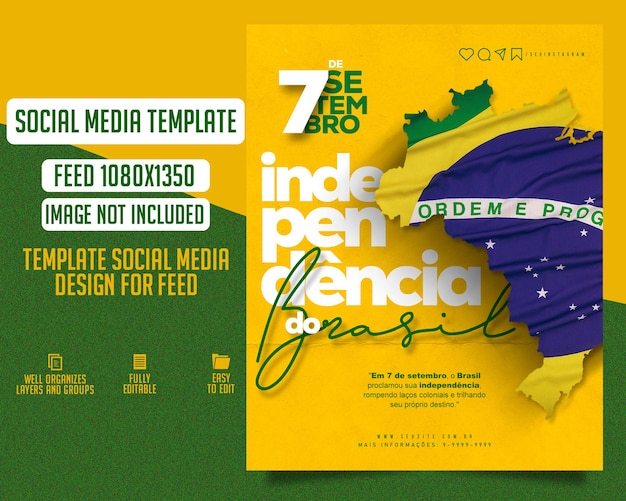 PSD 7 de setembro independência do brasil feed mídias sociais