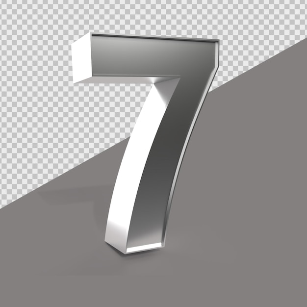 PSD 7 number 3d render silver style