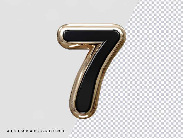 7 number text effect illustration 3d rendering