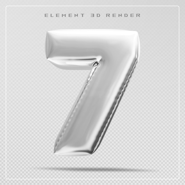 7 números burbuja de plata 3d renderizado