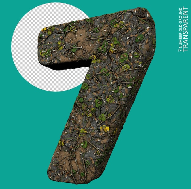 7 números Old-Ground transparente, siete números, hierba