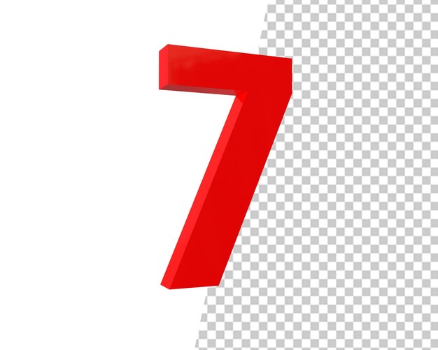 7 Nummer rot 3D-Render
